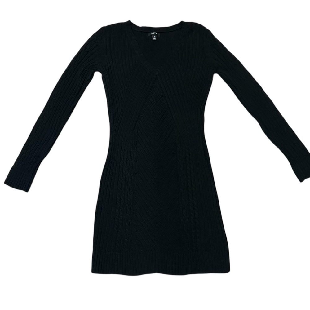 Apt. 9 Black Long Sleeve Cable Knit Sweater Dress Women’s Small